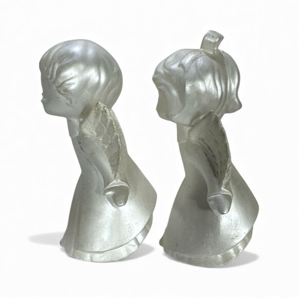 Vintage Kissing Angels Pearlescent Shimmer White 7” Elegant Cottage Granny - Picture 4 of 10